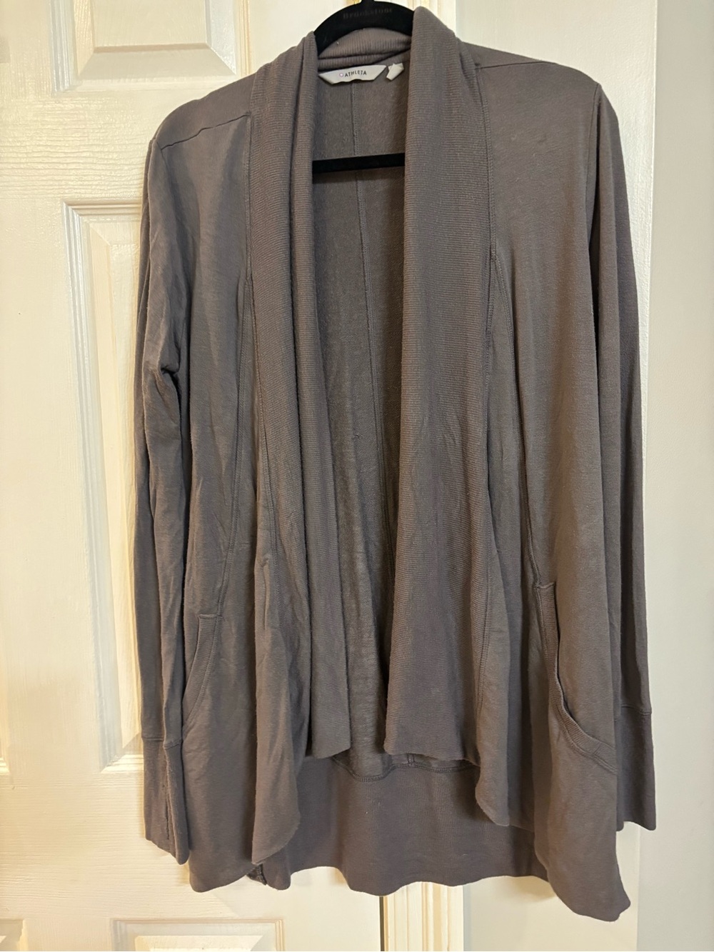 Athleta Open-Front Draped Cardigan in Gray